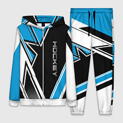 Женский 3D-костюм Hockey black blue white, цвет: 3D-белый