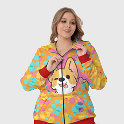 Женский 3D-костюм Милый корги, цвет: 3D-красный — фото 2