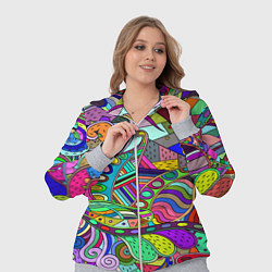 Женский 3D-костюм Дудлы узор разноцветный хиппи, цвет: 3D-меланж — фото 2