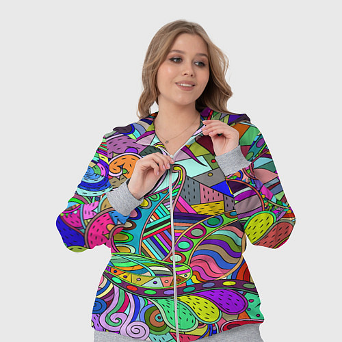 Женский костюм Дудлы узор разноцветный хиппи / 3D-Меланж – фото 3