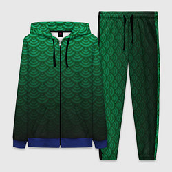 Женский 3D-костюм Узор зеленая чешуя дракон, цвет: 3D-синий