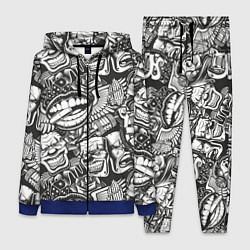 Женский 3D-костюм Тату ретро, цвет: 3D-синий