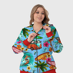 Женский 3D-костюм Пальмы, волны, серфинг, цвет: 3D-красный — фото 2