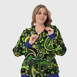 Женский 3D-костюм Ярко зеленые славянские узоры, цвет: 3D-синий — фото 2