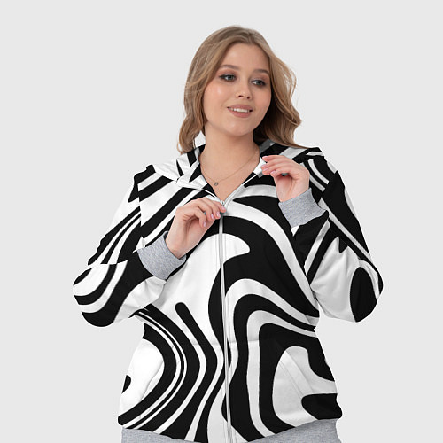 Женский костюм Черно-белые полосы Black and white stripes / 3D-Меланж – фото 3