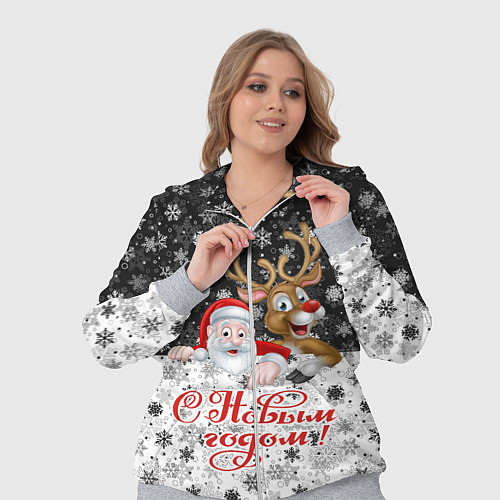 Женский костюм С Новым Годом дед мороз и олень / 3D-Меланж – фото 3