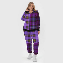 Женский 3D-костюм Purple Checkered, цвет: 3D-черный — фото 2