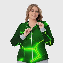 Женский 3D-костюм 3D ПЛИТЫ НЕОН NEON GREEN HEXAGON РАЗЛОМ, цвет: 3D-меланж — фото 2