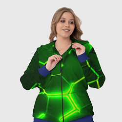Женский 3D-костюм 3D ПЛИТЫ НЕОН NEON GREEN HEXAGON РАЗЛОМ, цвет: 3D-синий — фото 2