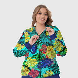 Женский 3D-костюм Тропические растения на бирюзовом фоне, цвет: 3D-синий — фото 2