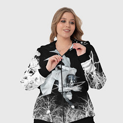 Женский 3D-костюм Белый Неон над лесом White Neon, цвет: 3D-черный — фото 2