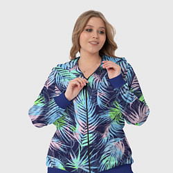 Женский 3D-костюм Разноцветные Листья Пальм, цвет: 3D-синий — фото 2