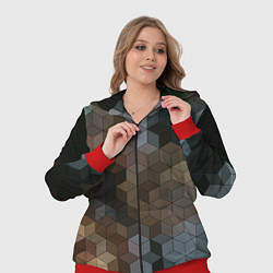 Женский 3D-костюм Геометрический 3D узор в серых и коричневых тонах, цвет: 3D-красный — фото 2