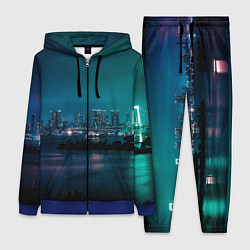 Женский 3D-костюм Неоновый город с рекой - Светло-зелёный, цвет: 3D-синий