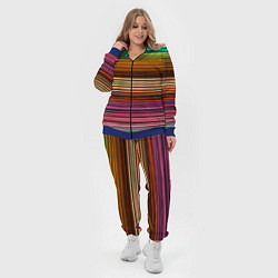 Женский 3D-костюм Multicolored thin stripes Разноцветные полосы, цвет: 3D-синий — фото 2