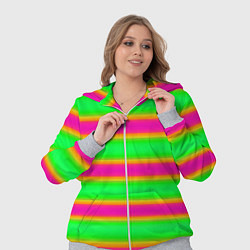 Женский 3D-костюм Зелено-малиновые мягкие размытые полосы, цвет: 3D-меланж — фото 2