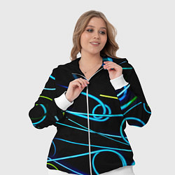 Женский 3D-костюм Неоновые линии во тьме - Голубой, цвет: 3D-белый — фото 2