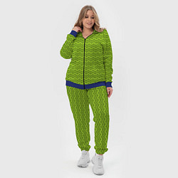 Женский 3D-костюм Зеленые светлые и темные волнистые полосы, цвет: 3D-синий — фото 2