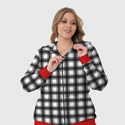 Женский 3D-костюм Black and white trendy checkered pattern, цвет: 3D-красный — фото 2