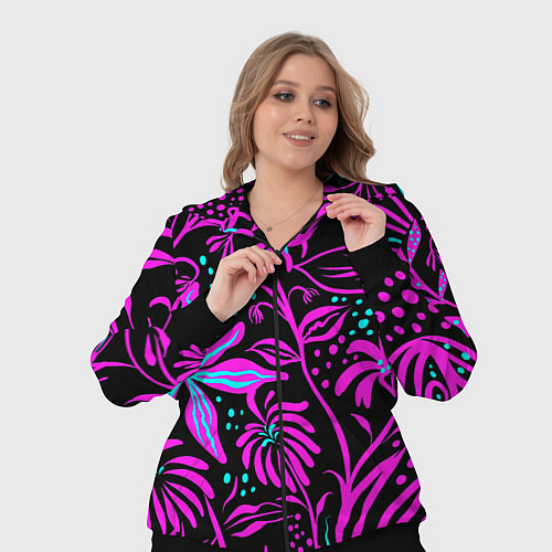 Женский костюм Purple flowers pattern / 3D-Черный – фото 3