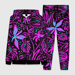 Женский 3D-костюм Purple flowers pattern, цвет: 3D-черный