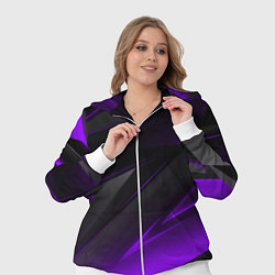 Женский 3D-костюм Черно-фиолетовая геометрическая абстракция, цвет: 3D-белый — фото 2