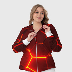 Женский 3D-костюм Красные неоновые геометрические плиты, цвет: 3D-белый — фото 2