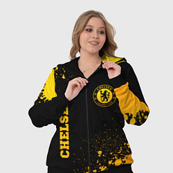 Женский 3D-костюм Chelsea - gold gradient: символ и надпись вертикал, цвет: 3D-черный — фото 2