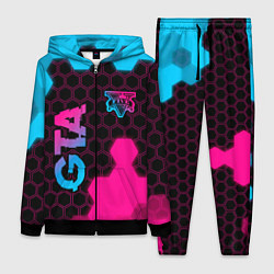 Женский костюм GTA - neon gradient: надпись, символ