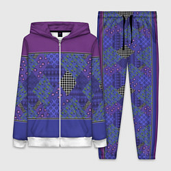 Женский костюм Combined burgundy-blue pattern with patchwork