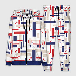 Женский 3D-костюм Геометрический узор Орион красно-синий на белом, цвет: 3D-синий