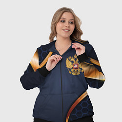 Женский 3D-костюм Blue & gold герб России, цвет: 3D-черный — фото 2