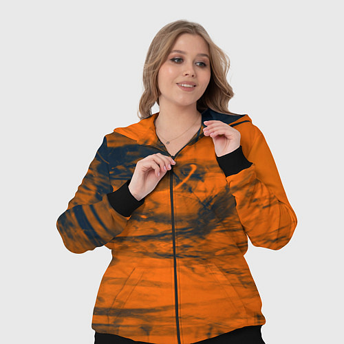 Женский костюм Абстрактная оранжевая поверхность и чёрные тени / 3D-Черный – фото 3