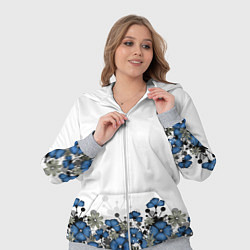 Женский 3D-костюм Синий цветочный узор -кайма, цвет: 3D-меланж — фото 2