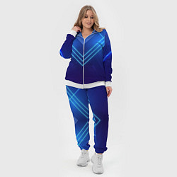 Женский 3D-костюм Глубокий синий с неоновыми полосами, цвет: 3D-белый — фото 2
