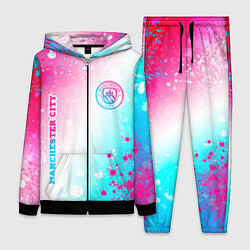 Женский костюм Manchester City neon gradient style: надпись, симв