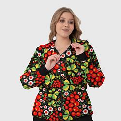 Женский 3D-костюм Русские узоры - цветы и ягоды, цвет: 3D-черный — фото 2