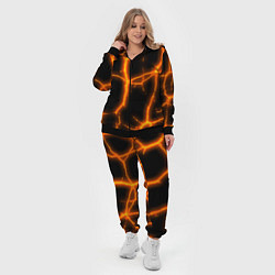 Женский 3D-костюм Оранжевые неоновые трещины, цвет: 3D-черный — фото 2
