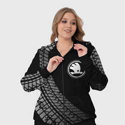 Женский 3D-костюм Skoda tire tracks, цвет: 3D-черный — фото 2