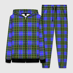 Женский 3D-костюм Ткань Шотландка сине-зелёная, цвет: 3D-черный