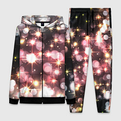 Женский 3D-костюм Сияние розовых и золотых блесток на черном фоне, цвет: 3D-черный