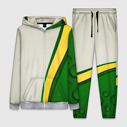 Женский костюм Абстрактный минимал с бежевым, жёлтым и зелёными ц