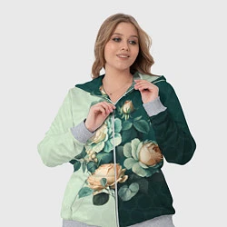 Женский 3D-костюм Розы на зеленом фоне, цвет: 3D-меланж — фото 2