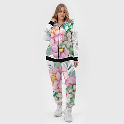 Женский 3D-костюм Пастельные цветы - посередине, цвет: 3D-черный — фото 2