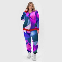 Женский 3D-костюм Neon blue polygons, цвет: 3D-красный — фото 2