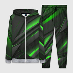 Женский 3D-костюм Черно-зеленые объемные полосы, цвет: 3D-меланж