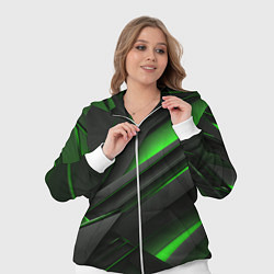 Женский 3D-костюм Черно-зеленые объемные полосы, цвет: 3D-белый — фото 2