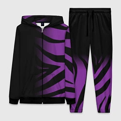 Женский 3D-костюм Фиолетовый с черными полосками зебры, цвет: 3D-черный