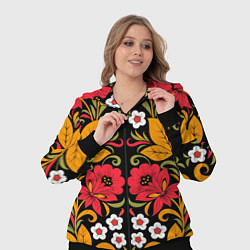 Женский 3D-костюм Хохлома узор, цвет: 3D-черный — фото 2