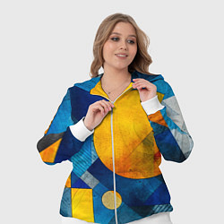 Женский 3D-костюм Жёлтая и синяя геометрия, цвет: 3D-белый — фото 2